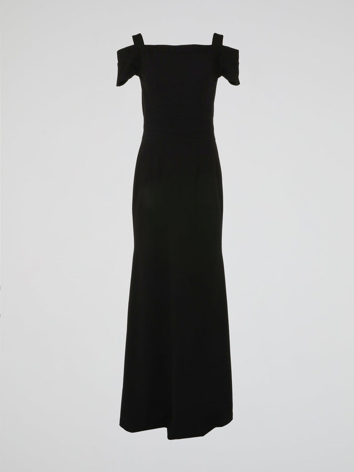 Black Cold Shoulder Evening Dress