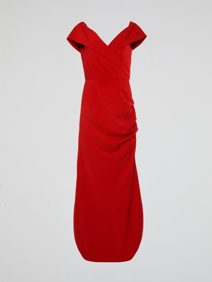 Red Off Shoulder Evening Dress