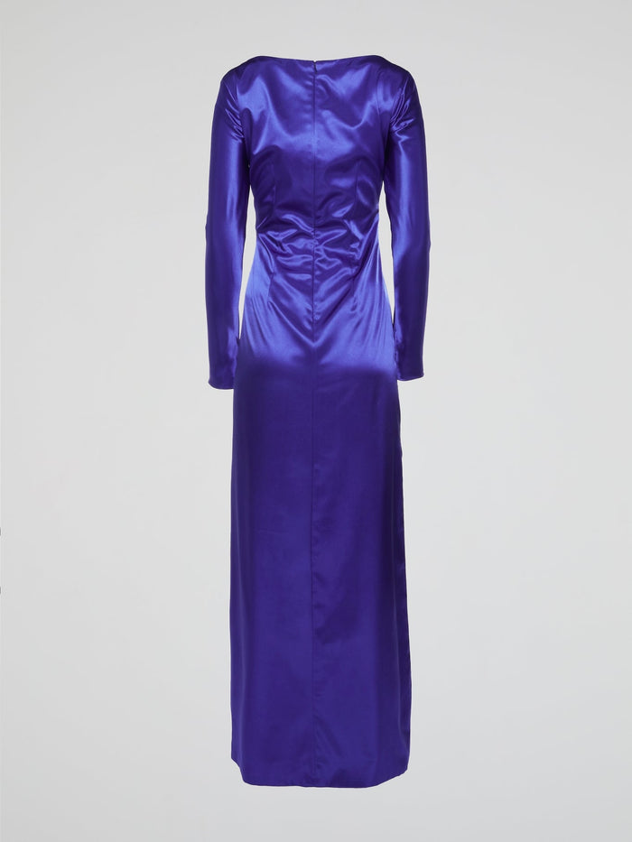 Blue Long Sleeve Evening Dress