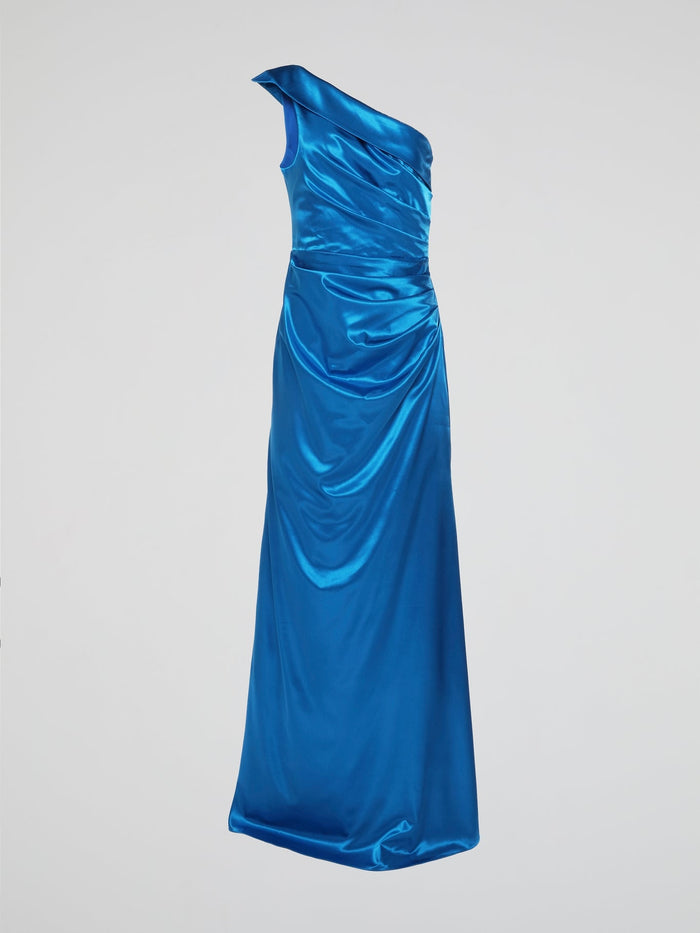 Blue One-Shoulder Evening Dress