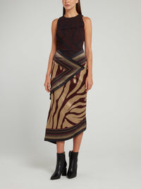 Black Zebra Effect Wrap Dress