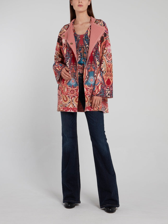 Paisley Pattern Bell Sleeve Coat