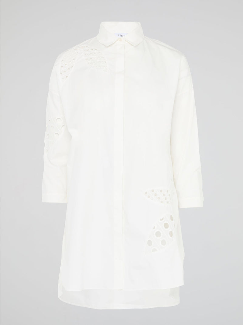 Captivating and versatile, the White Shirt Dress by Akris Punto is a sartorial masterpiece that effortlessly balances elegance and comfort. Its clean lines and crisp white hue exude sophistication, while the relaxed fit and luxurious fabric ensure day-to-night wearability. Whether paired with heels for an evening out or styled with sneakers for a casual brunch, this dress is the epitome of timeless chic.