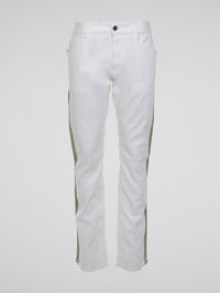 Step into the realm of high fashion with these White Studded Trousers by Roberto Cavalli. Made for those who dare to be different, these trousers feature meticulous studded details that add a touch of rebellious glamour. With their sleek design and luxurious fabric, they are the ultimate statement piece for any fashion-forward individual.