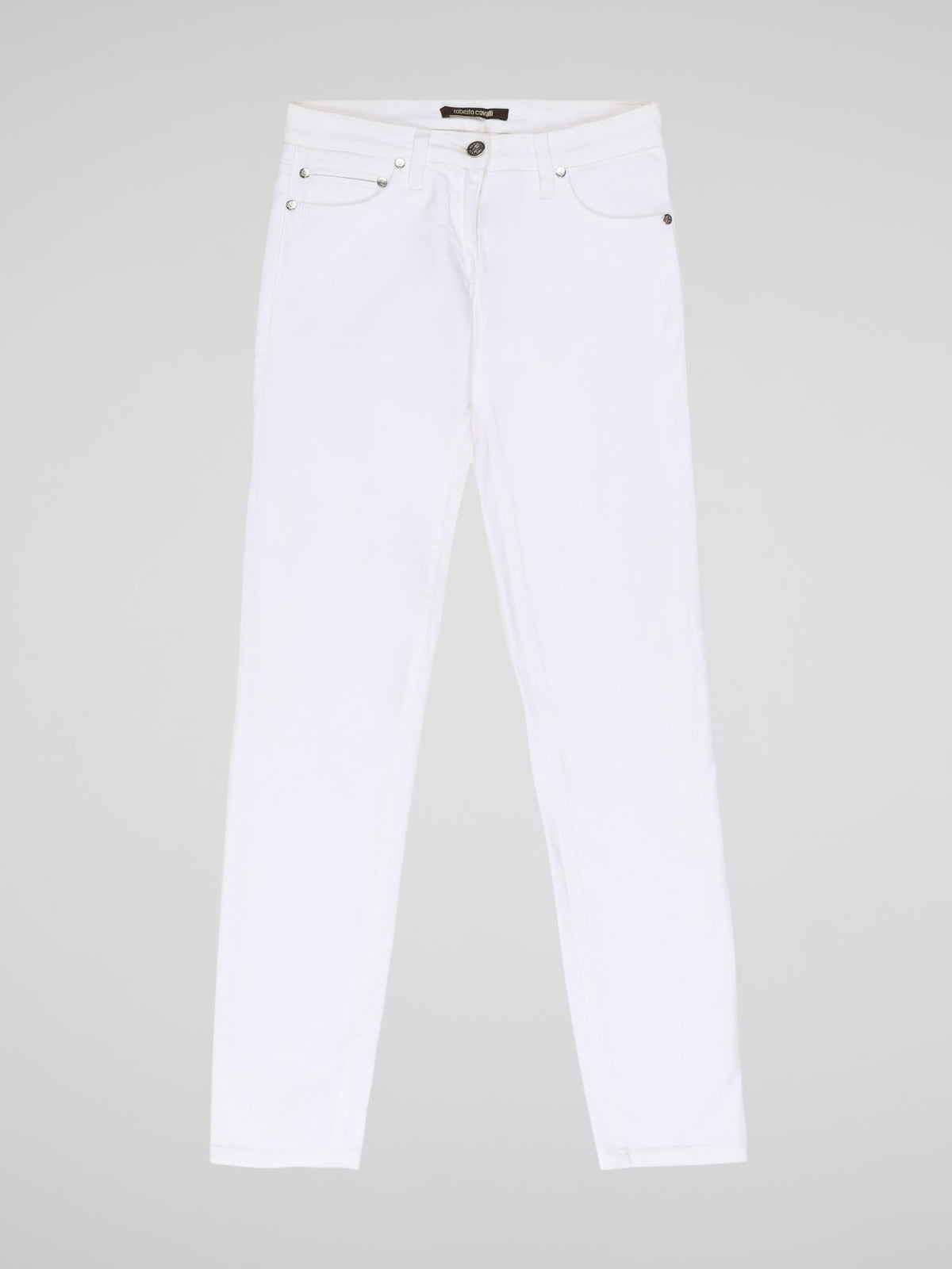 Turn heads and elevate your style with our White Straight Cut Jeans by Roberto Cavalli. Crafted with precision and attention to detail, these jeans feature a sleek and modern design that embodies sophistication and confidence. Whether you're strolling through the city or hitting the beach, these jeans are sure to make a statement and redefine your fashion game.