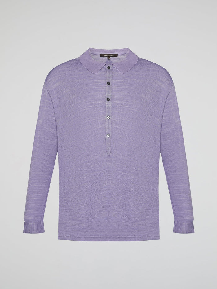 Introducing the Purple Knitted Shirt by Roberto Cavalli, where elegance meets comfort in a seamless blend of style. This luxurious piece features a vibrant hue that showcases your bold personality, while its premium knitted fabric guarantees a heavenly soft touch against your skin. Embrace the epitome of fashion-forward sophistication with this remarkable creation, designed to make heads turn and hearts swoon.