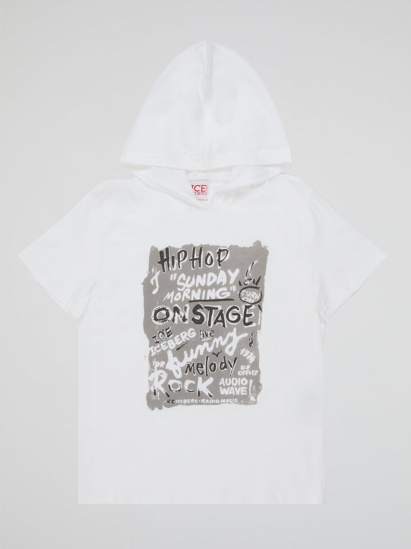 Get your mini fashionistas ready for an adventure with our White Printed Hooded T-Shirt (Kids)Iceberg! This unique and eye-catching piece combines coolness and comfort in one stylish package. With its striking iceberg design and cozy hood, your little ones will be the coolest kids on the block, turning heads wherever they go.