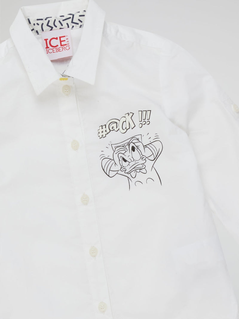 White Donald Duck Print Shirt (Kids)