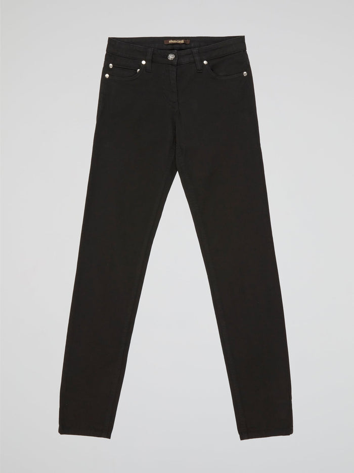 Step into style and unlock a world of sophistication with our Black Straight Fit Jeans by Roberto Cavalli. Crafted from premium quality denim, these jeans seamlessly blend comfort and durability. From casual outings to elegant evening affairs, these jeans effortlessly elevate your fashion game with their sleek, contemporary design.