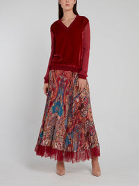 Glittered Sleeve Striped Edge Top