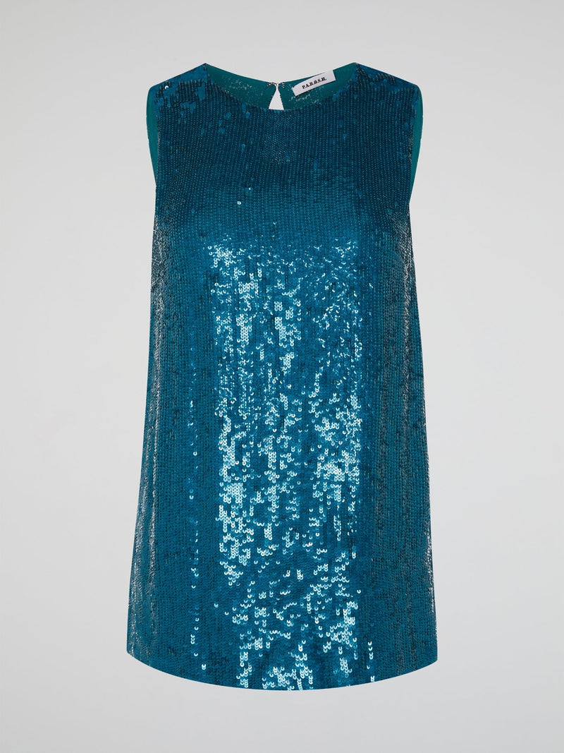 Elevate your style with the Teal Sequin Top by Parosh, a captivating garment that effortlessly adds a touch of glamour to any ensemble. Crafted with meticulous attention to detail, the shimmering sequins create a mesmerizing effect, ensuring you'll be the star of every occasion. With its flattering fit and versatile design, this top is perfect for both formal events and casual outings, making it a must-have addition to your wardrobe.