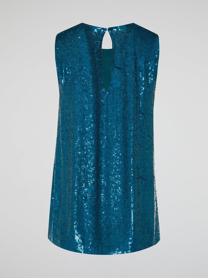 Elevate your style with the Teal Sequin Top by Parosh, a captivating garment that effortlessly adds a touch of glamour to any ensemble. Crafted with meticulous attention to detail, the shimmering sequins create a mesmerizing effect, ensuring you'll be the star of every occasion. With its flattering fit and versatile design, this top is perfect for both formal events and casual outings, making it a must-have addition to your wardrobe.