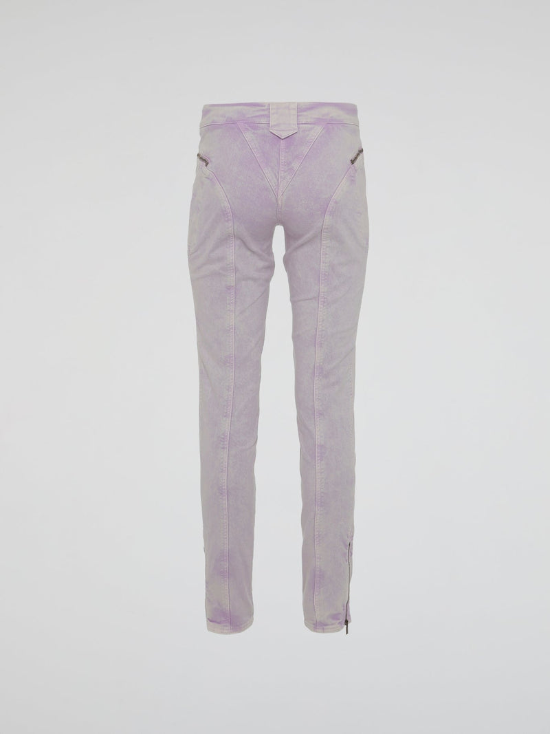 Introducing the Purple Acid Wash Jeans by Roberto Cavalli - a bold and captivating take on timeless denim! These jeans redefine edginess with their vibrant purple hue and distressed acid wash, effortlessly bringing an element of rock 'n' roll to your wardrobe. Crafted with Cavalli's attention to detail, they offer unparalleled comfort and a stylishly rebellious statement for the fashion-forward rebels!