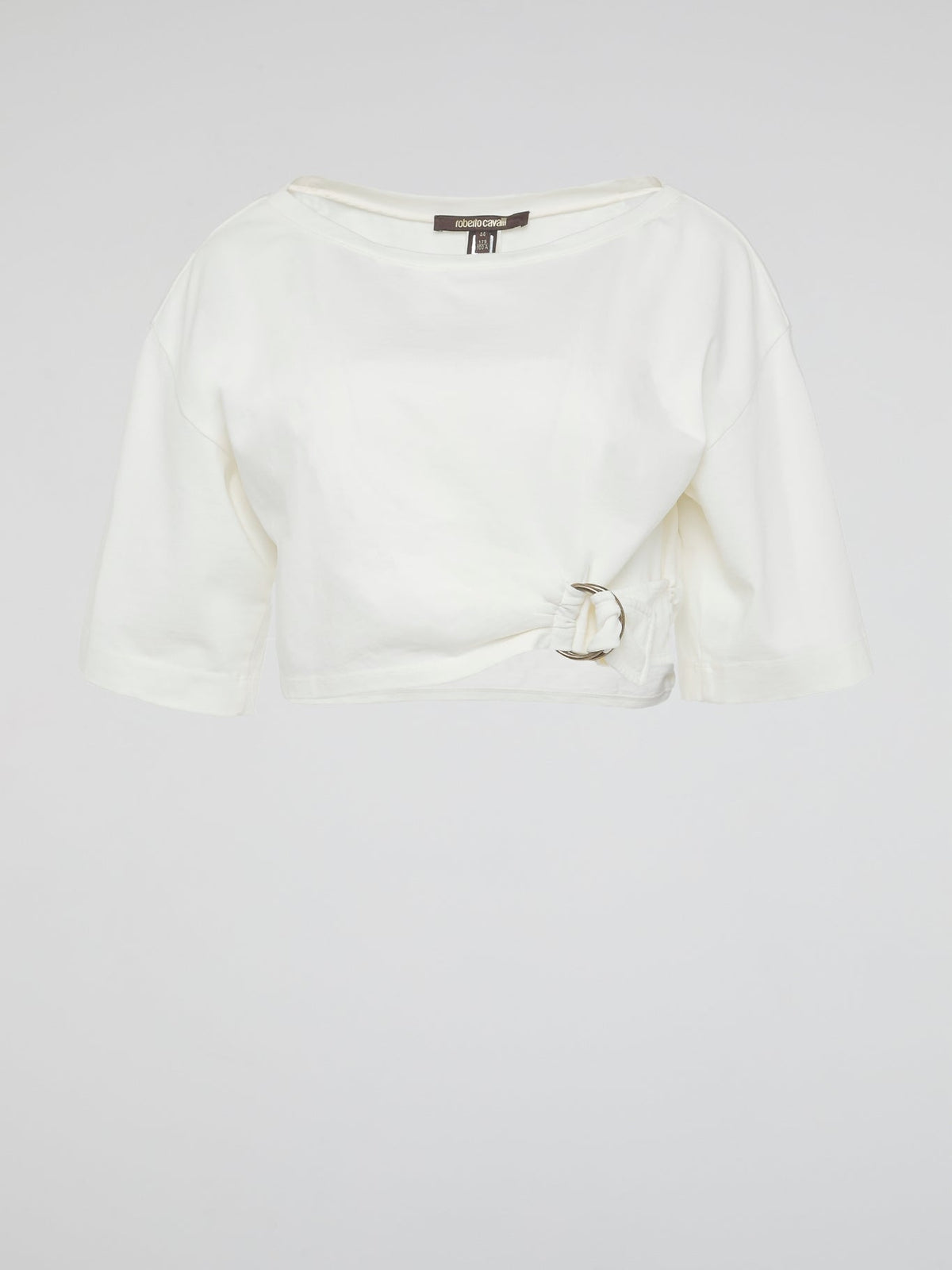 Introducing the White Crop Top by Roberto Cavalli, where elegance meets modern femininity. Crafted with luxurious fabrics and meticulous attention to detail, this wardrobe staple exudes effortless sophistication. From casual brunches to glamorous evenings, this versatile piece is guaranteed to turn heads and make a bold fashion statement.