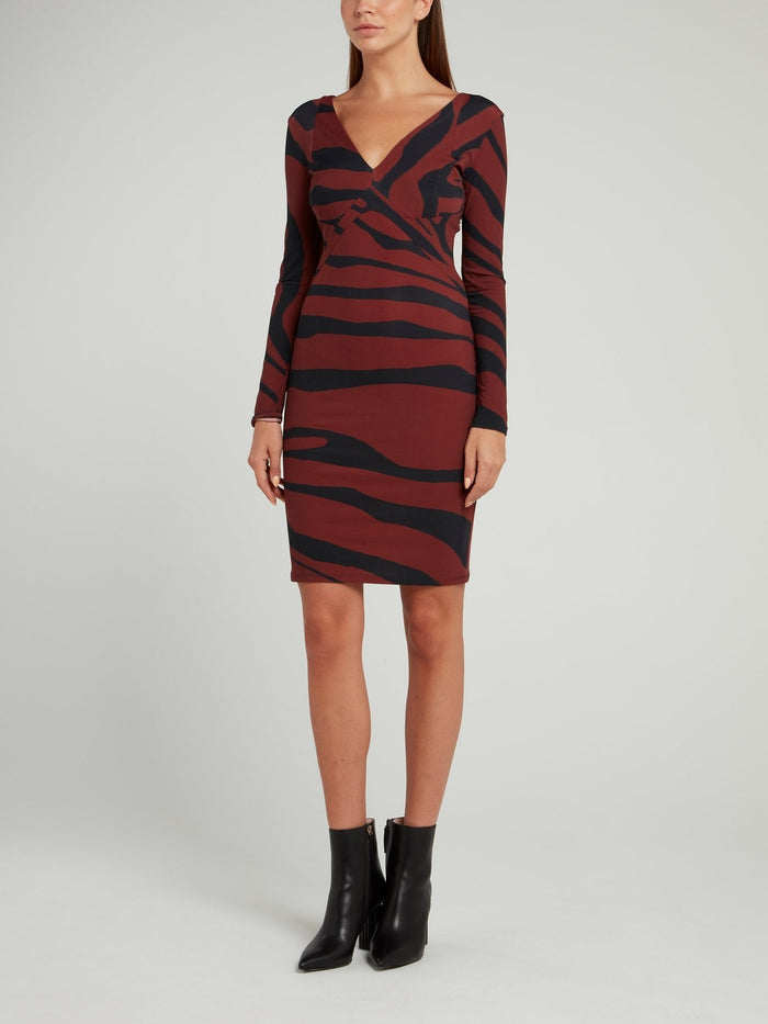 Animal Print V-Neck Mini Dress