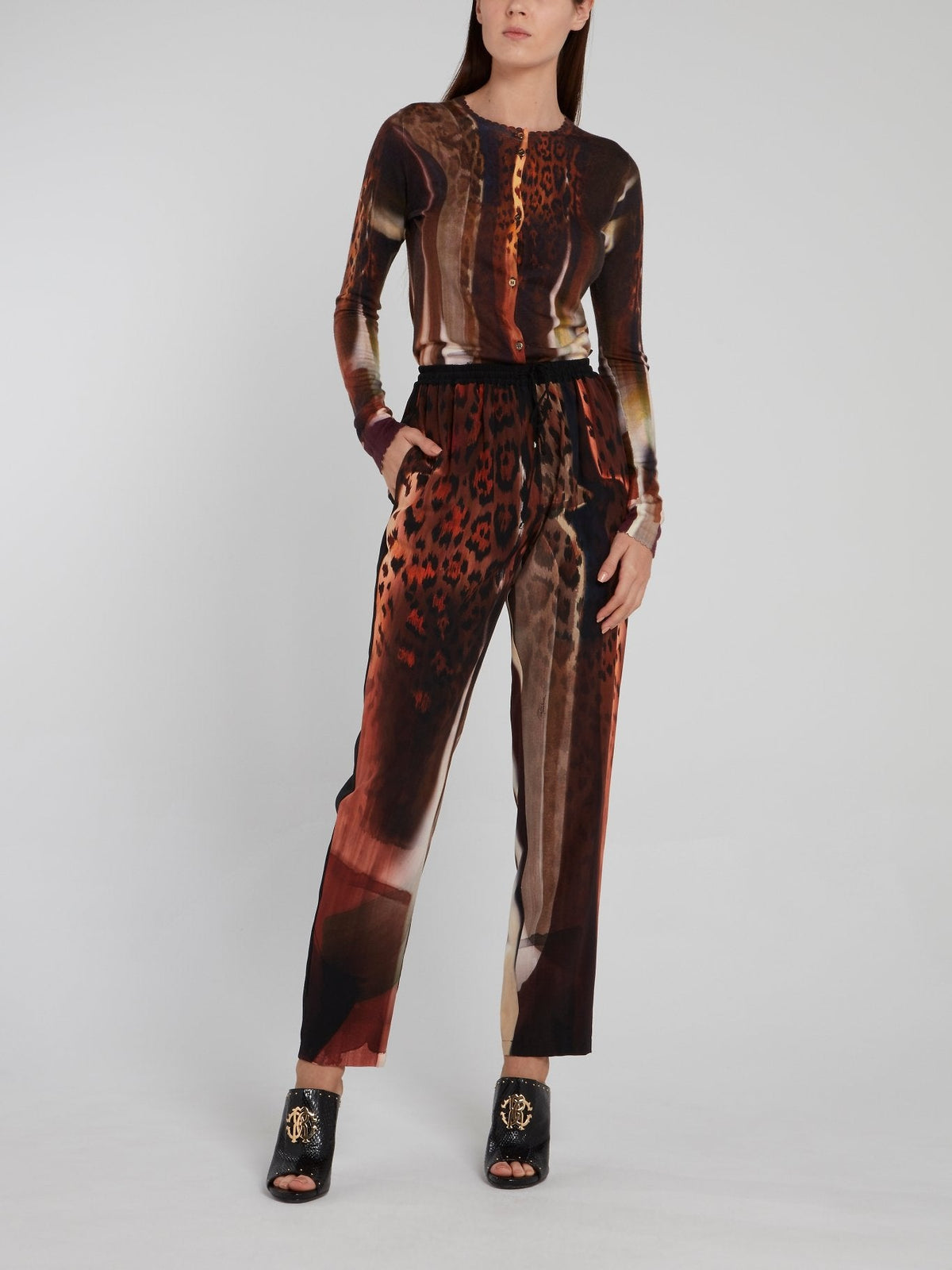 Abstract Print Straight Cut Trousers