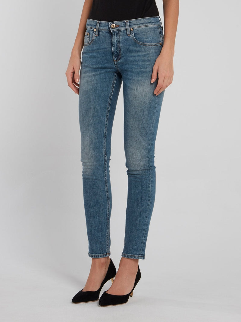 Snake Pocket Denim Skinny Jeans