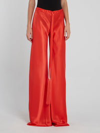 Red Satin Maxi Pants