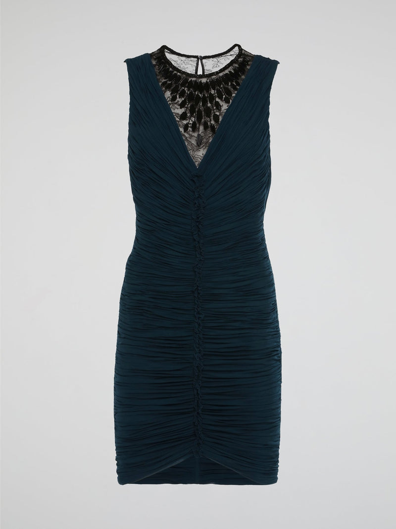 Elevate your evening look with the exquisite Lace Neck Ruched Dress by Roberto Cavalli. This luxurious piece features intricate lace detailing at the neckline and a flattering ruched silhouette that hugs your curves in all the right places. Make a statement at your next event in this show-stopping design that is sure to turn heads.
