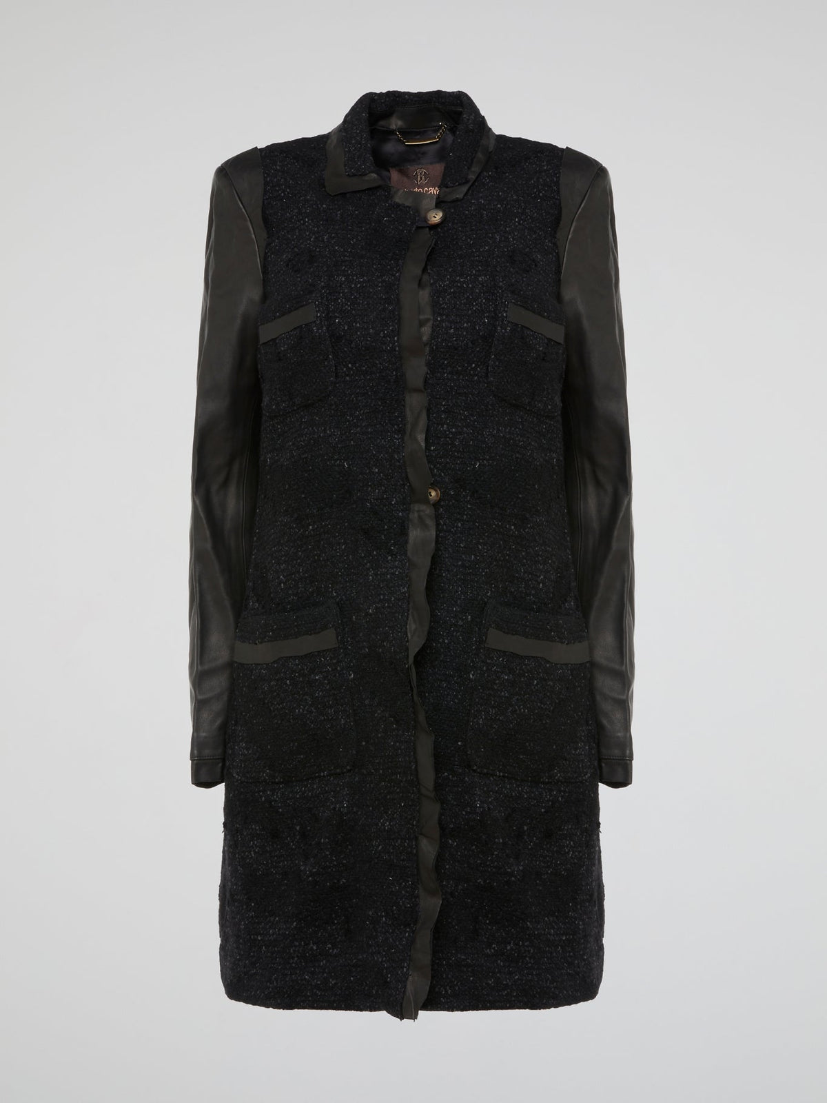 Step out in style and sophistication with our Tweed Panel Trench Coat from Roberto Cavalli. Made from luxurious materials and featuring intricate tweed detailing, this coat is a timeless addition to any wardrobe. Stand out from the crowd and make a statement with this elegant and unique piece.