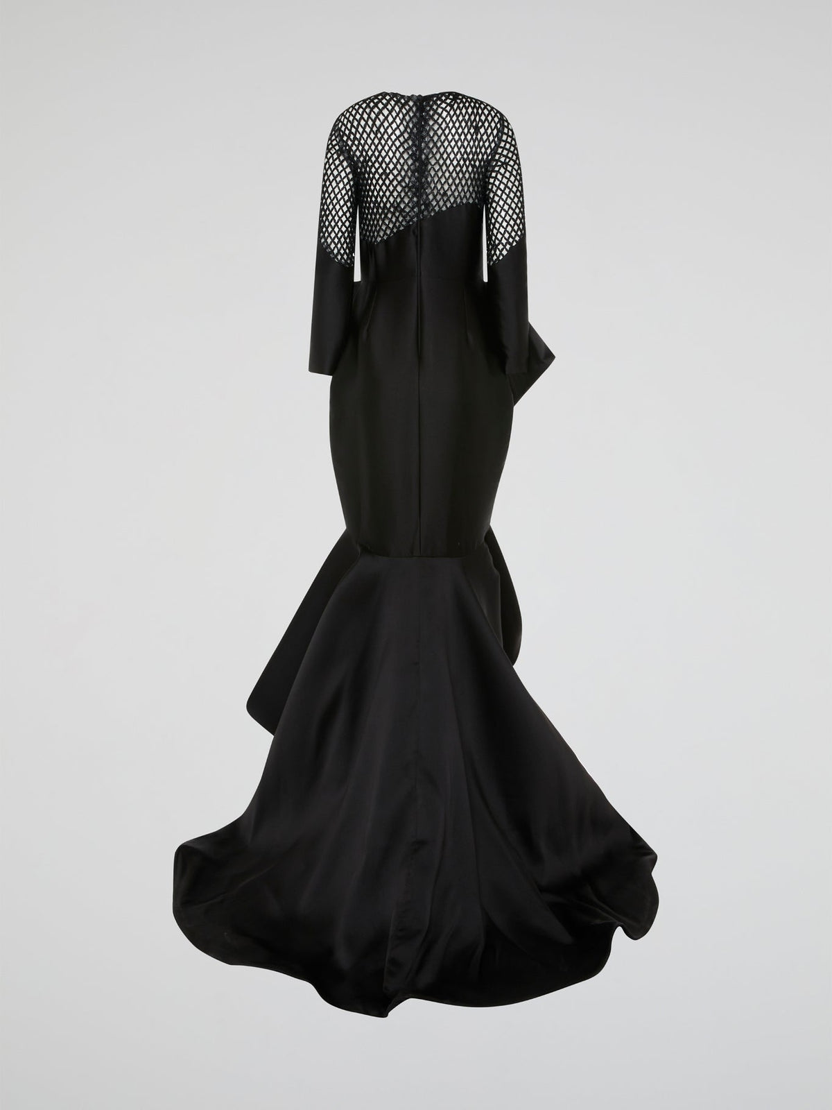 Make a statement in this stunning Black Mesh Bodice Mermaid Gown by Isabel Sanchis. The intricate mesh detailing on the bodice adds a touch of elegance, while the mermaid silhouette hugs your curves in all the right places. Perfect for a formal event or a red carpet soir��e, this gown is sure to turn heads and make you feel like a true Hollywood star.