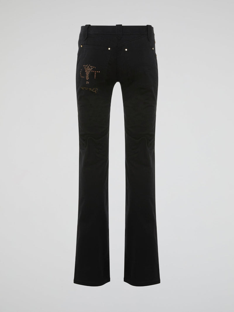 Step out in style with our Black Studded Straight Leg JeansLt By Voyage, featuring edgy studded detailing that will add a touch of rockstar glamour to any outfit. These jeans are made with a comfortable design and a flattering straight leg fit, making them perfect for both casual and dressed-up looks. Elevate your wardrobe with these unique, statement-making jeans that are sure to turn heads wherever you go.