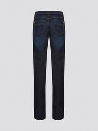Step into the epitome of casual-chic with these Navy Stonewashed Straight Cut Jeans from Roberto Cavalli. Crafted from premium denim, these jeans feature a relaxed fit and a trendy stonewashed finish for that effortlessly cool look. Pair them with a crisp white shirt and sneakers for a weekend-ready ensemble that exudes style and comfort.