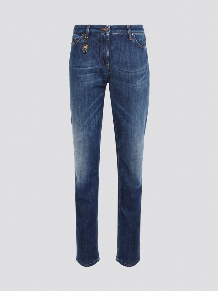 Step out in style with these Blue Stonewashed Skinny Jeans by Roberto Cavalli, perfect for embracing a laid-back yet sophisticated vibe. The unique stonewashed effect gives these jeans a worn-in look that exudes effortless cool. Pair them with a graphic tee and sneakers for an edgy, street-style inspired ensemble.