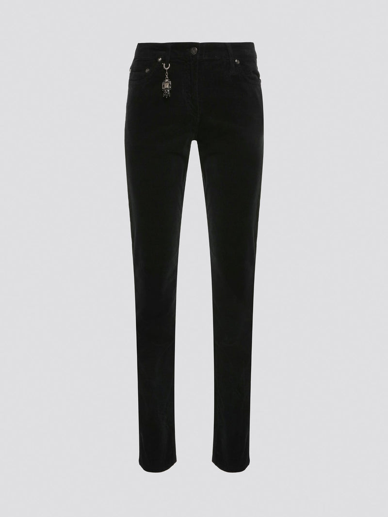 Step up your style game with these sleek and sophisticated Black Skinny Denim Jeans from Roberto Cavalli. Crafted from premium quality denim, these jeans hug your curves in all the right places while providing comfort and flexibility. Whether you're dressing them up with heels or keeping it casual with sneakers, these jeans are a versatile must-have for any fashion-forward wardrobe.