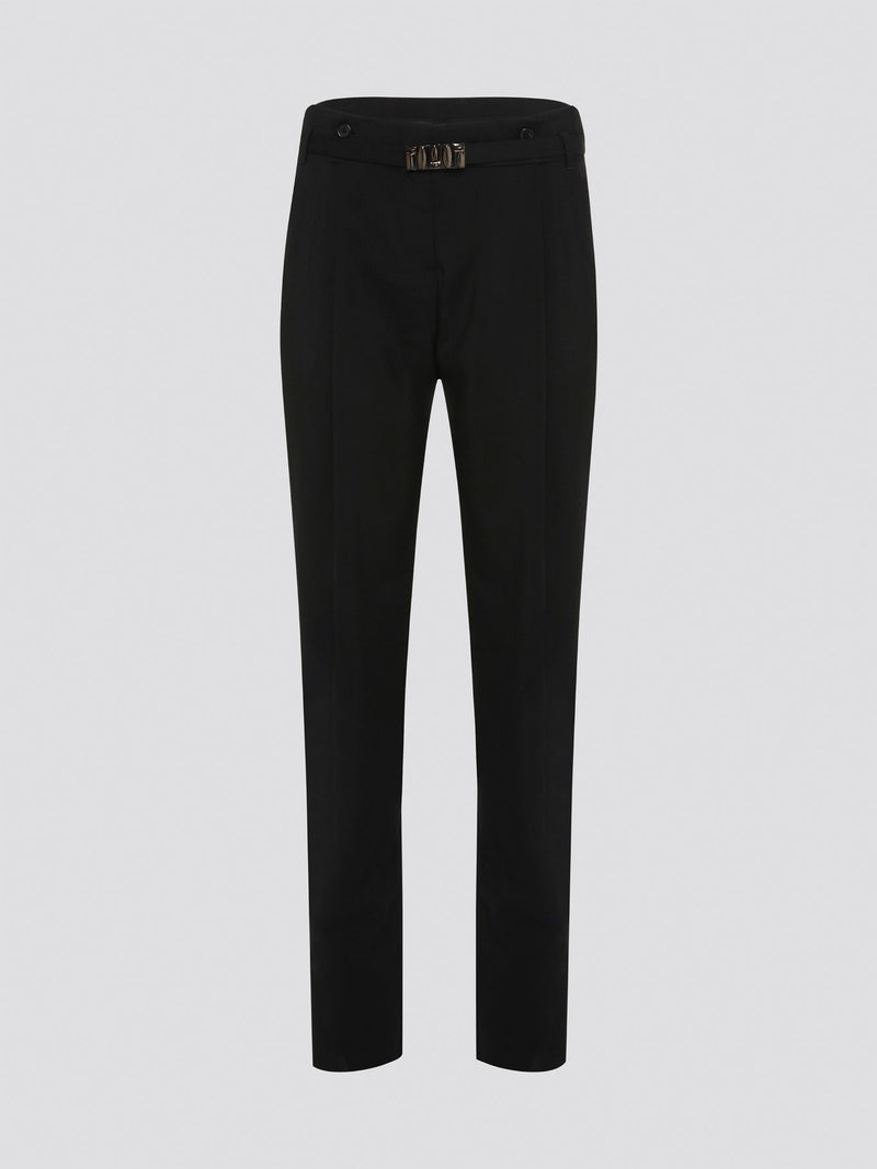 Step up your style game with these chic Black Belted Pleated Trousers by Roberto Cavalli, designed to make a statement. The flattering pleats and elegant belt detailing give these trousers a sophisticated edge, perfect for any fashion-forward individual. Whether worn to the office or a night out on the town, these trousers are sure to turn heads and leave a lasting impression.