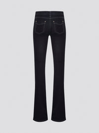 Step out in style with these Roberto Cavalli Black Contrast Stitch Flared Jeans, a modern twist on a classic silhouette. The contrast stitching adds a touch of edge to these sleek black jeans, making them a wardrobe staple for any fashion-forward individual. Pair them with a simple white t-shirt and heels for a chic and sophisticated look that will turn heads wherever you go.