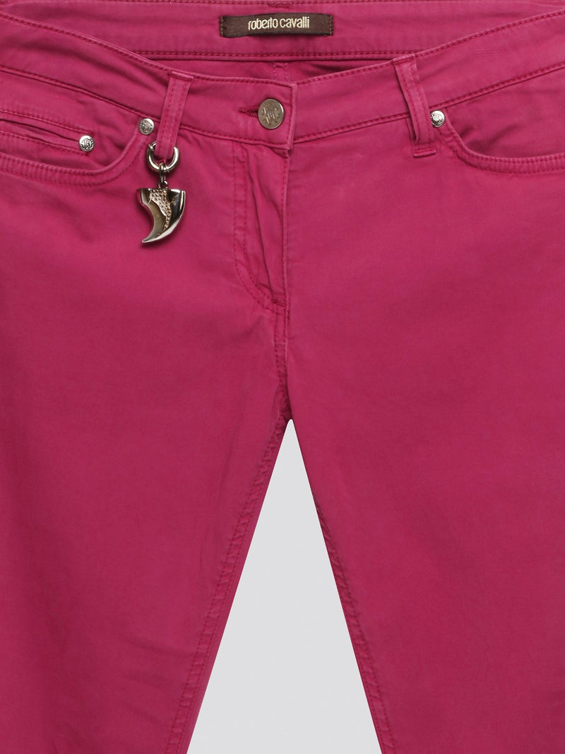 Step out in style with these Pink Skinny Denim Jeans from Roberto Cavalli, the epitome of high fashion and luxury. Crafted with precision and attention to detail, the vibrant pink color adds a fun and feminine touch to your wardrobe. Whether you dress them up or down, these jeans are sure to make a statement wherever you go.