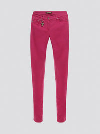 Step out in style with these Pink Skinny Denim Jeans from Roberto Cavalli, the epitome of high fashion and luxury. Crafted with precision and attention to detail, the vibrant pink color adds a fun and feminine touch to your wardrobe. Whether you dress them up or down, these jeans are sure to make a statement wherever you go.