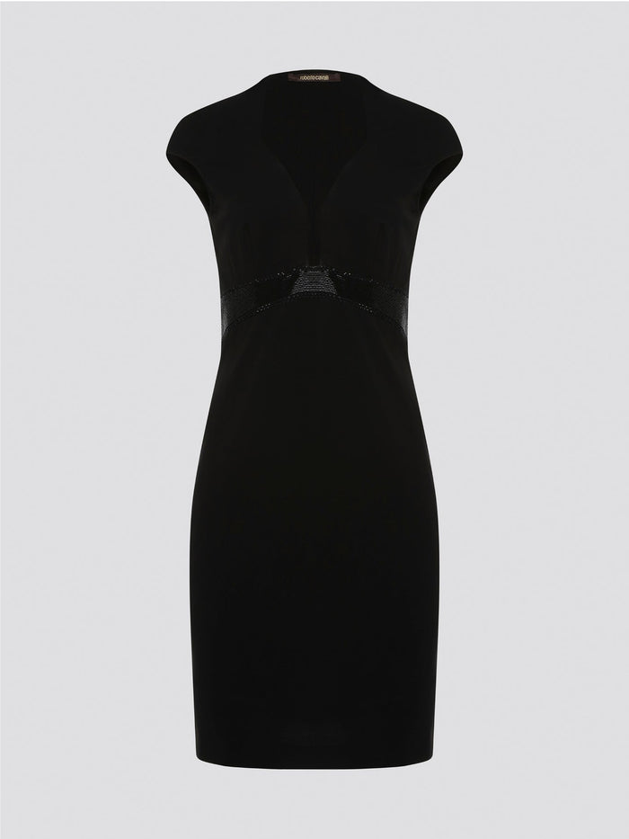 Step into the spotlight and command attention in this stunning Black Embellished Bodycon Dress from Roberto Cavalli. The intricate embellishments and figure-hugging silhouette will have all eyes on you, making you stand out from the crowd at any event. Elevate your wardrobe with this luxurious and unique piece that exudes glamour and confidence.