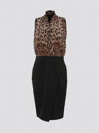 Step into the wild side with this bold and elegant Leopard Print Sleeveless Dress by Roberto Cavalli. The stunning design is perfect for making a statement at any special occasion or night out. Embrace your inner fierce and fabulous with this luxurious and eye-catching piece from one of the most renowned fashion houses in the world.