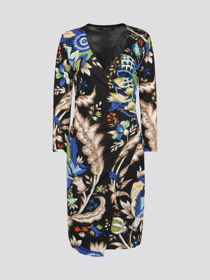 Elevate your summer style with the Foliage Wrap Mini Dress by Roberto Cavalli, a stunning piece that exudes elegance and charm. Featuring a vibrant floral print and a flattering wrap silhouette, this dress is sure to turn heads wherever you go. Perfect for daytime brunches or evening soir��es, this dress is a must-have for the fashion-forward woman looking to make a statement.