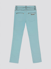 Step out in style with Roberto Cavalli's Green Contrast Lining Jeans, the perfect blend of edgy and sophisticated. Featuring a sleek green contrast lining along the pockets, these jeans add a pop of color to your wardrobe. Elevate your look and make a bold fashion statement with these eye-catching jeans from Roberto Cavalli.