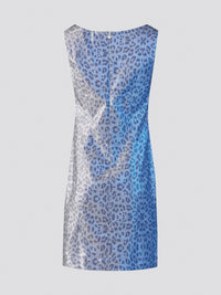 Unleash your wild side in this fierce Blue Leopard Print Sheath Dress from Just Cavalli. The bold blue color and striking leopard print pattern make this dress a standout piece for any occasion. With its figure-hugging silhouette and confident attitude, you'll feel like the queen of the concrete jungle in this stunning dress.