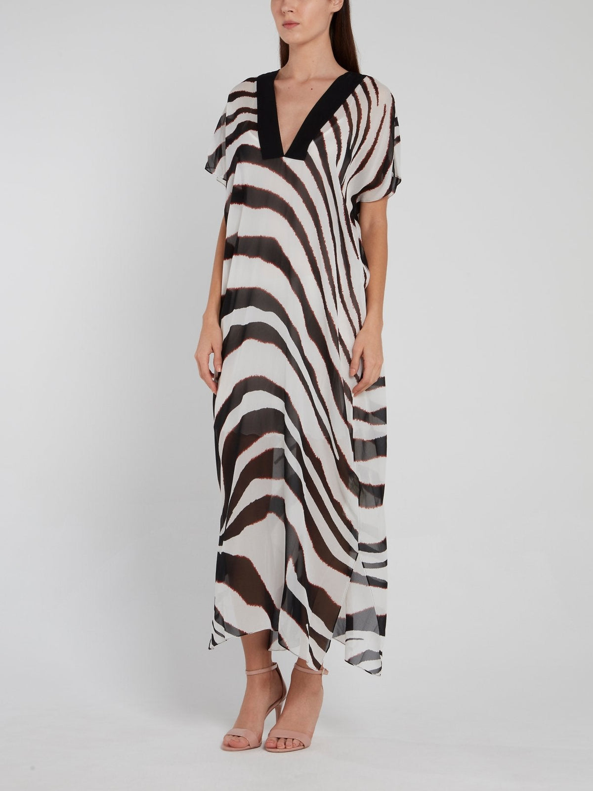 Zebra Effect V-Neck Maxi Dress