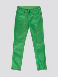 Step out in style and make a statement with these Green Slim Fit Jeans by Dirk Bikkembergs. Crafted with high-quality materials, these jeans provide a sleek and flattering silhouette that hugs your curves in all the right places. Elevate your wardrobe with a pop of color and stand out from the crowd with these fashion-forward jeans.