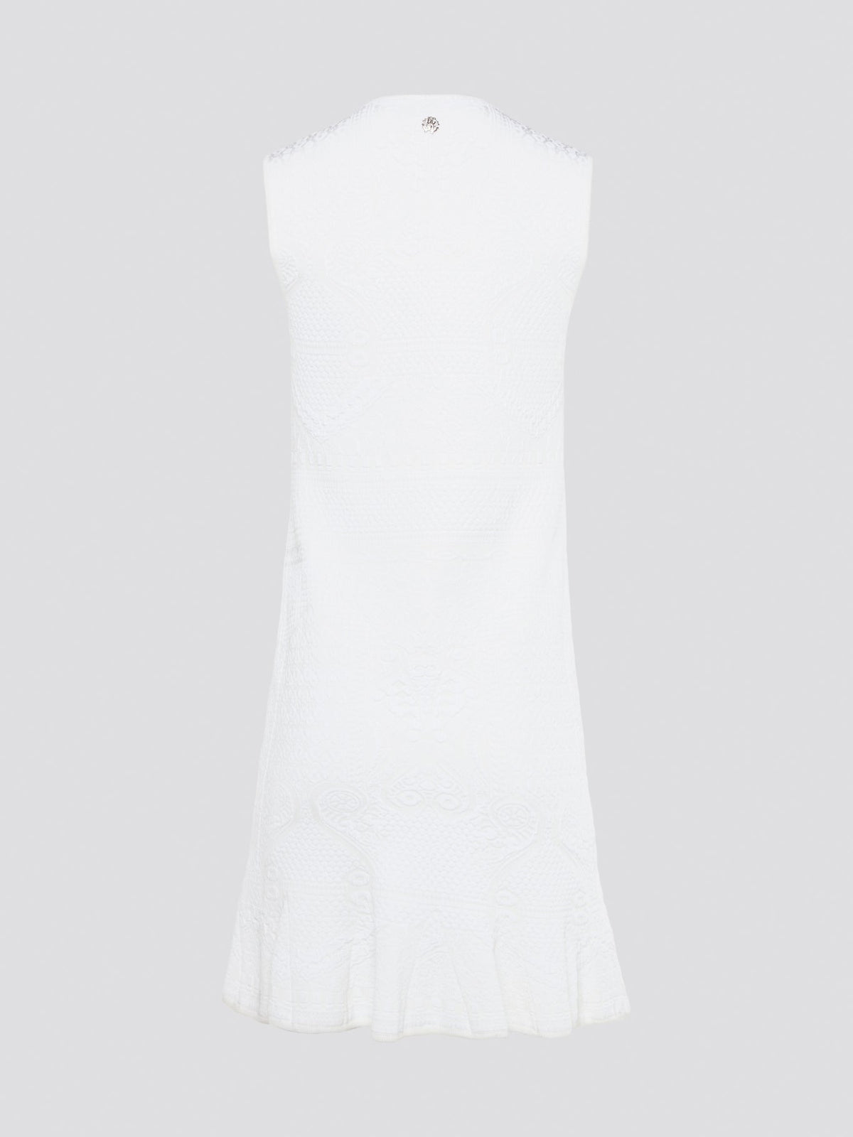 Feel effortlessly chic and sophisticated in this stunning White Sleeveless Mini Dress by Roberto Cavalli. The epitome of Italian luxury, the dress features a flattering silhouette and intricate detailing that is sure to turn heads. Perfect for any occasion, whether it's a summer soir��e or a glamorous night out, this dress is a must-have for any fashion-forward woman.