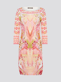 Step into the spotlight with the Pink Printed Long Sleeve Dress by Roberto Cavalli. This stunning piece features a vibrant pink hue and intricate printed detailing that is sure to turn heads. With its flattering silhouette and long sleeves, this dress is perfect for making a statement at any special event.