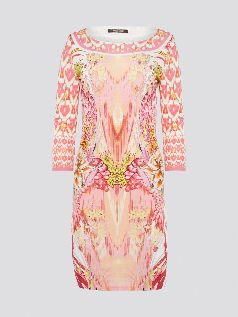 Step into the spotlight with the Pink Printed Long Sleeve Dress by Roberto Cavalli. This stunning piece features a vibrant pink hue and intricate printed detailing that is sure to turn heads. With its flattering silhouette and long sleeves, this dress is perfect for making a statement at any special event.