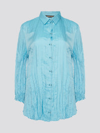 Elevate your wardrobe with the stunning Blue Crinkled Shirt from Roberto Cavalli. Crafted with meticulous attention to detail, this shirt features a unique crinkled texture that adds depth and dimension to any outfit. Whether you're dressing it up for a night out or keeping it casual for a day at the office, this shirt is sure to turn heads and make a statement.