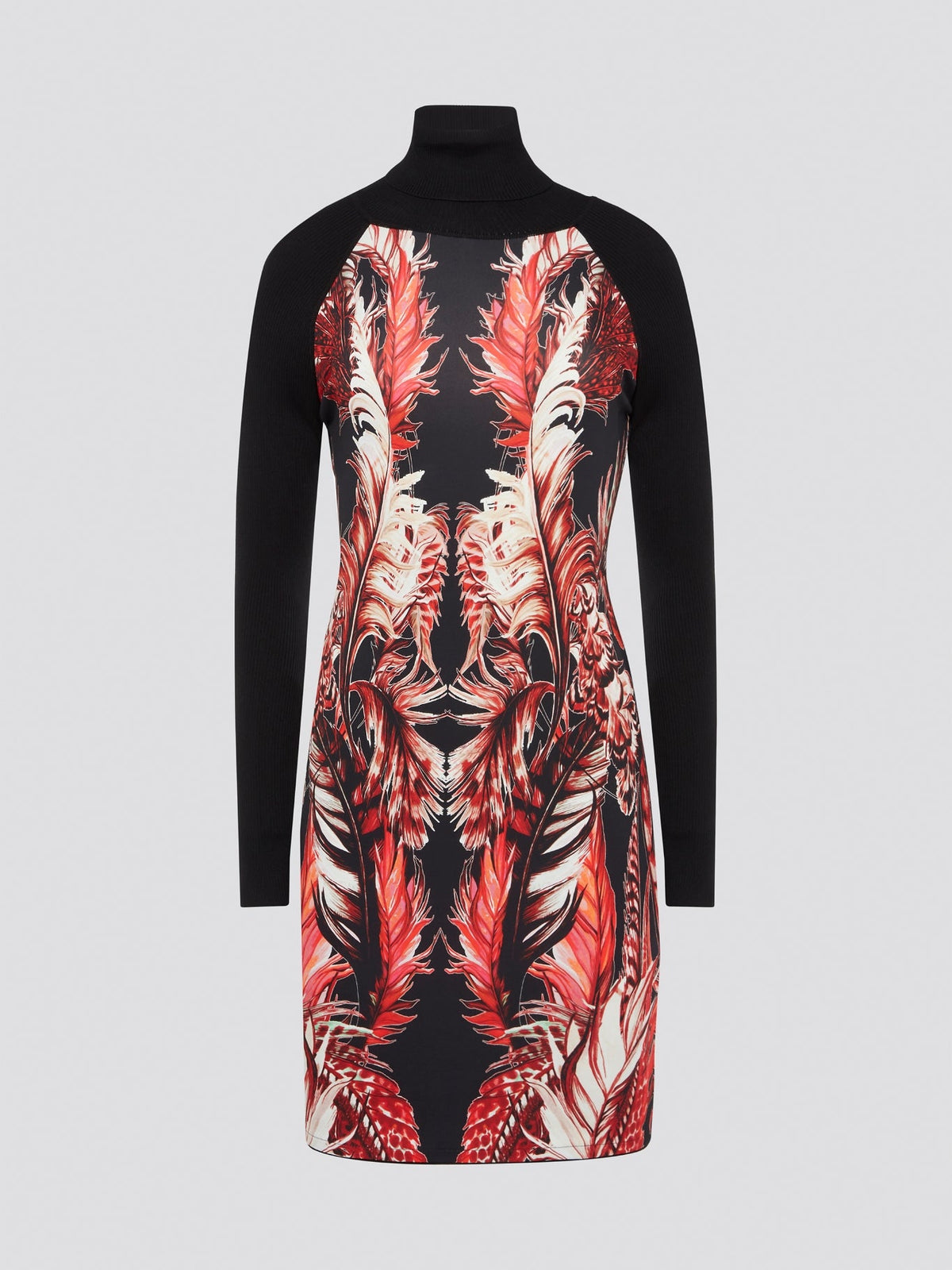 Elevate your wardrobe with the timeless sophistication of this Roberto Cavalli Printed Turtleneck Dress. Perfect for any occasion, this dress features a striking print that exudes luxury and style. With its figure-flattering silhouette and elegant turtleneck design, you'll turn heads wherever you go in this must-have piece.