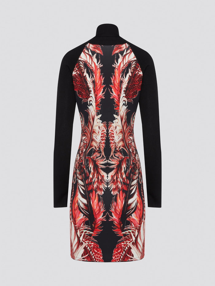 Elevate your wardrobe with the timeless sophistication of this Roberto Cavalli Printed Turtleneck Dress. Perfect for any occasion, this dress features a striking print that exudes luxury and style. With its figure-flattering silhouette and elegant turtleneck design, you'll turn heads wherever you go in this must-have piece.