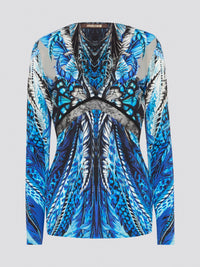 Feel like a vision of elegance in the striking Blue Lace Panel Top by Roberto Cavalli. With its luxurious lace detailing and intricate design, this top effortlessly combines sophistication with a touch of romance. Perfect for a special occasion or a night out, this piece will make you feel confident and show-stopping wherever you go. Elevate your look with this exquisite top from Roberto Cavalli.