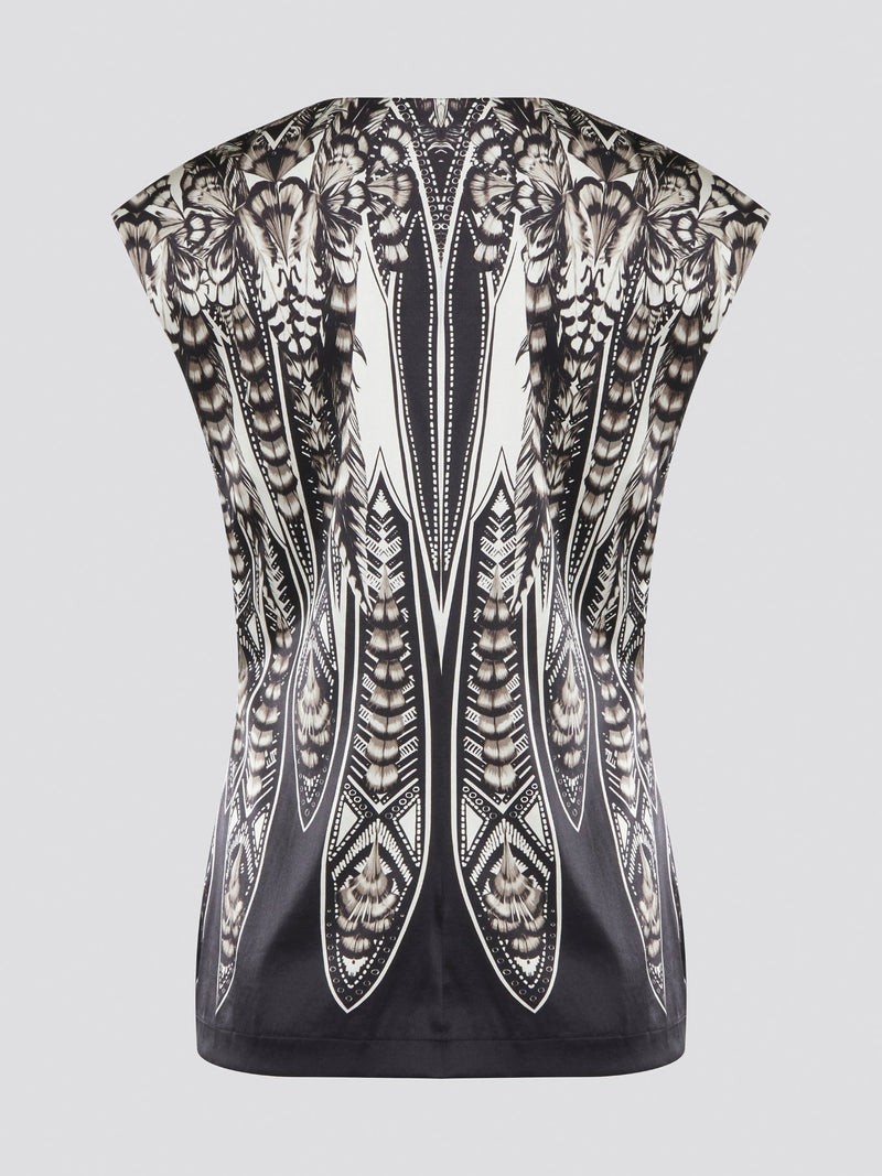 Elevate your summer wardrobe with this effortlessly chic Black Printed Sleeveless Top from Roberto Cavalli. Crafted from luxurious materials, this top features a striking print that is sure to turn heads wherever you go. Pair it with tailored pants for a sophisticated office look, or dress it down with jeans for a casual weekend ensemble.