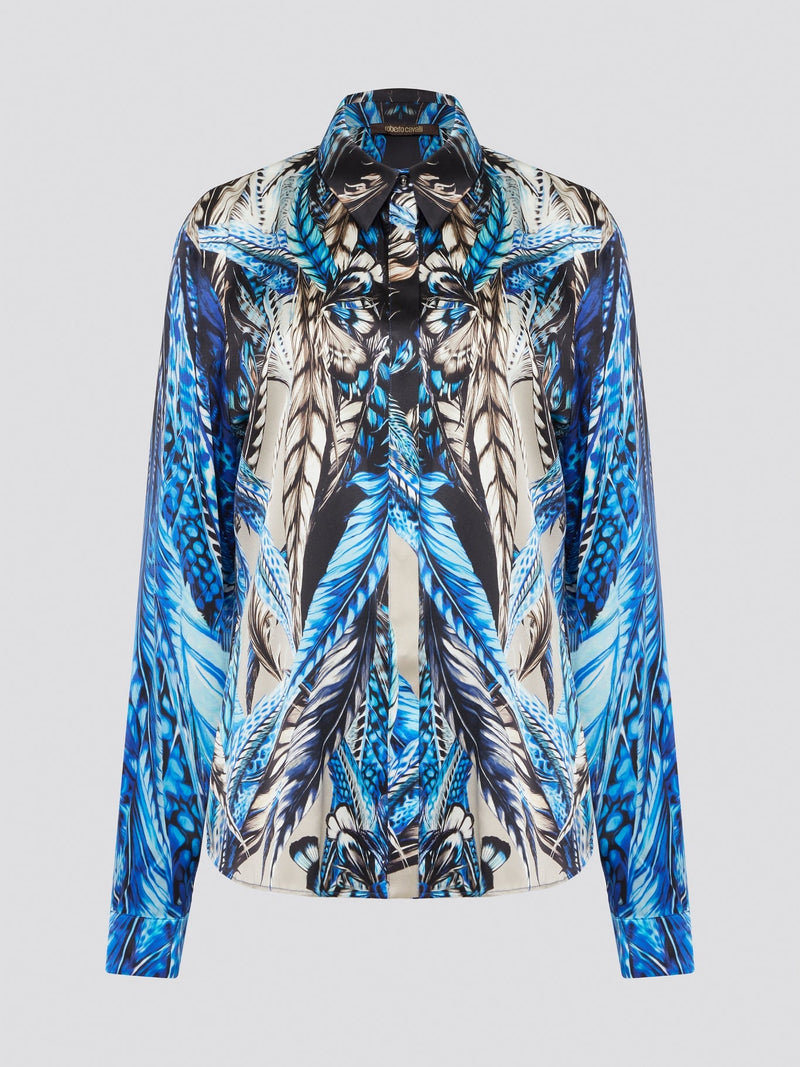 Elevate your wardrobe with the stunning Blue Printed Long Sleeve Blouse by Roberto Cavalli. Featuring a bold and striking print, this blouse is perfect for making a statement wherever you go. Crafted with exquisite attention to detail, this piece will add a touch of luxury and sophistication to any outfit.