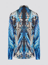 Elevate your wardrobe with the stunning Blue Printed Long Sleeve Blouse by Roberto Cavalli. Featuring a bold and striking print, this blouse is perfect for making a statement wherever you go. Crafted with exquisite attention to detail, this piece will add a touch of luxury and sophistication to any outfit.